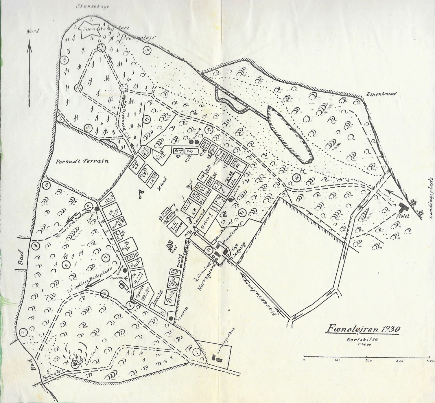 1930 korpslejr Fænø lejrkort