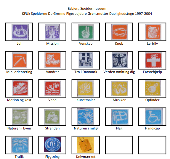 1997 2004 KFUK Spejderne De Grønne Pigespejdere Grønsmutter Duelighedstegn